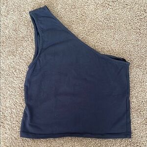 MOTEL One-Shoulder Navy Blue Crop Top